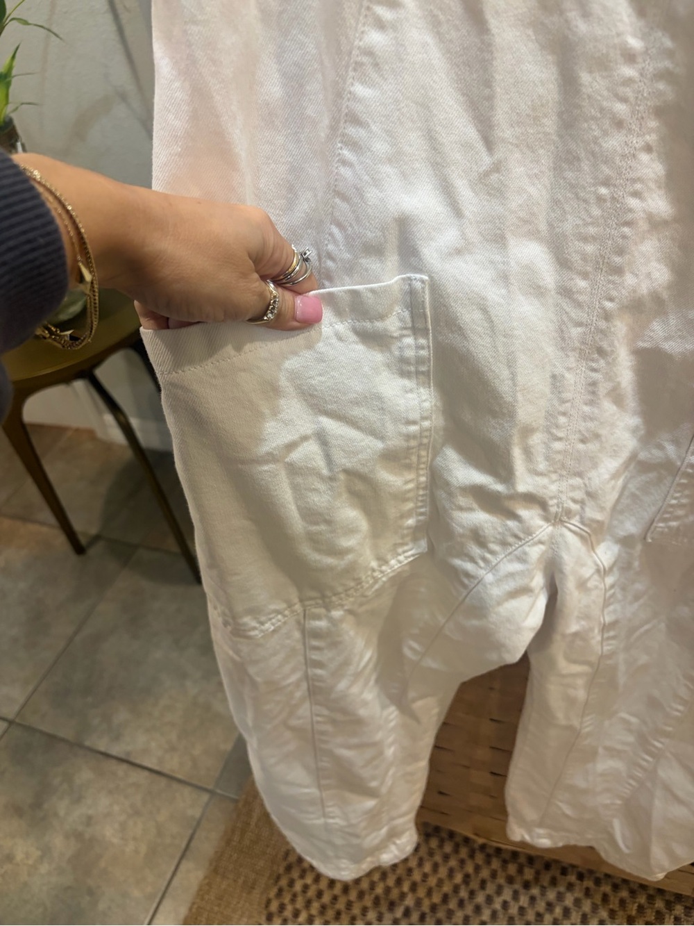 Free people We The Free High Roller Jumpsuit White Denim Barrel Jumpsuit size M - Picture 4 of 6